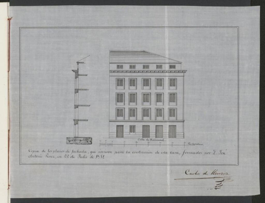 Miniatura de D. Sebastián Mediano Hoz, en solicitud de licencia para reformar la fachada y colocar el piso sotabanco con arreglo a lo que previenen las ordenanzas vigentes, en su casa calle de Fuencarral nº 87.