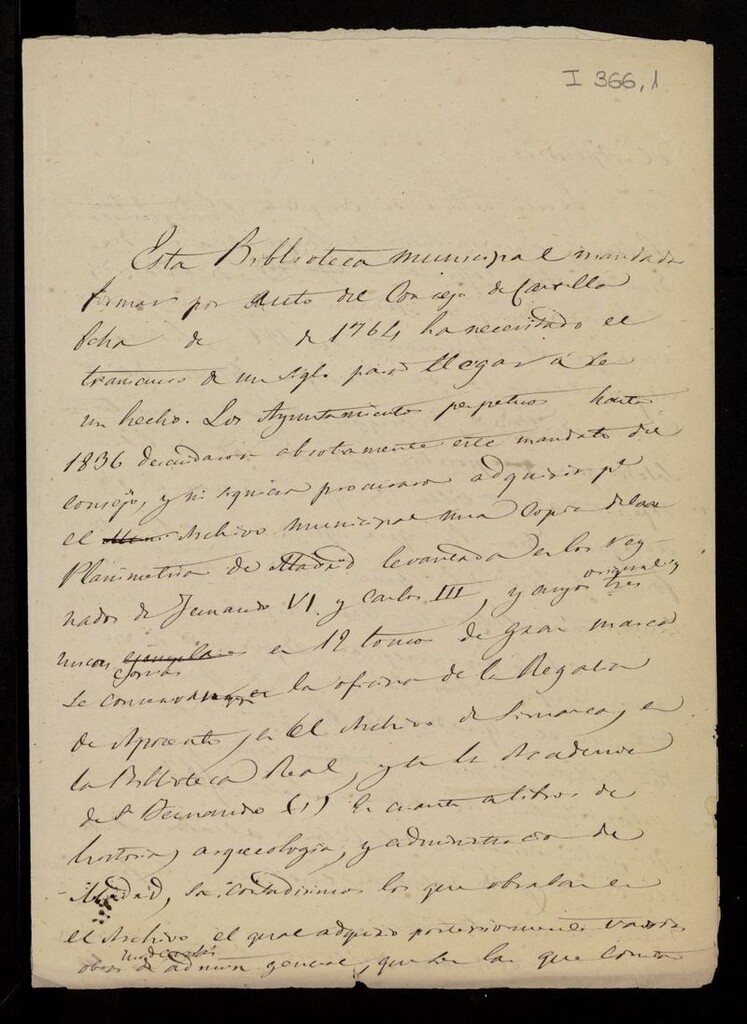 Miniatura de Borradores redactados por el autor para la introducción del Catálogo de la Biblioteca Municipal de Madrid a su instalación en 1º mayo de 1876