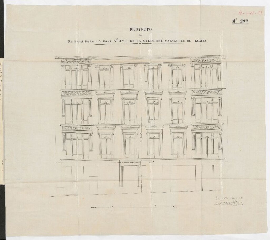Miniatura de D. Antonio de Murga, dueño de las casas sitas en la calle del Caballero de Gracia, nº 14 y 16 modernos, manzana 292, solicitando licencia para construirlas de nueva planta.
