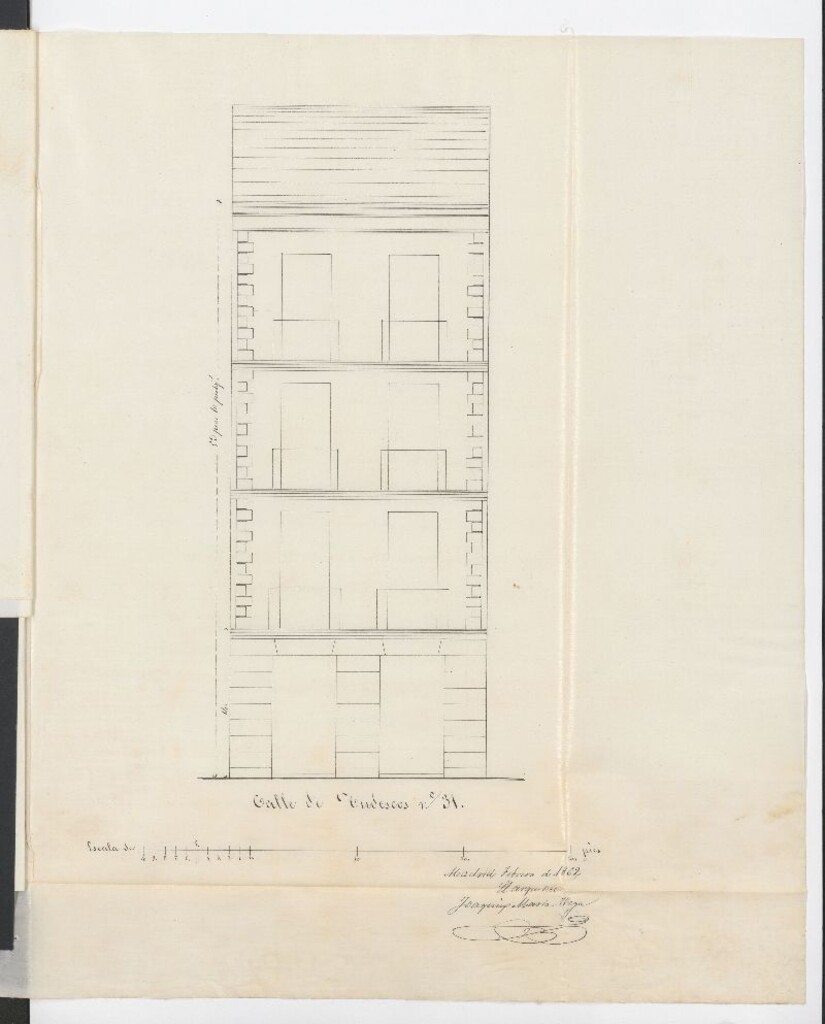 Miniatura de D. Eugenio López, en solicitud de licencia para reedificar su casa calle de Tudescos nº 31, manzana 447.