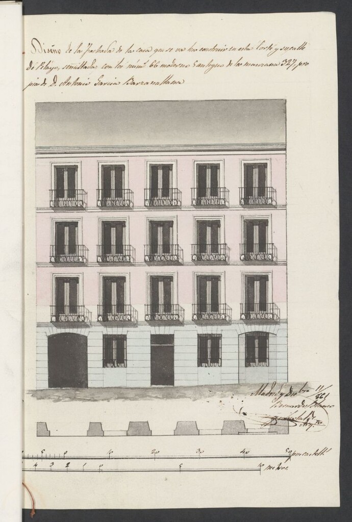 Miniatura de D. Antonio García Barzunallana, en solicitud de licencia para construir de nueva planta la casa de su propiedad, sitas en la calle de Pelayo, nº 66.