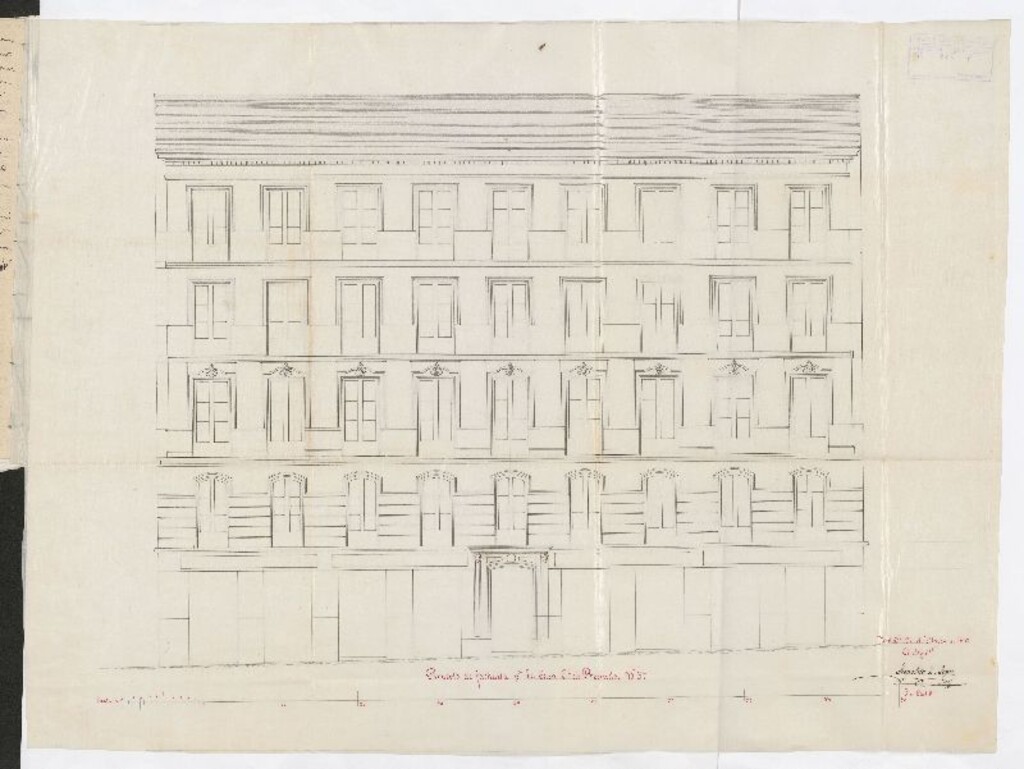 Miniatura de D. José Manuel de Arana, dueña del solar nº 3 de la calle de Preciados, en solicitud de licencia para edificar.