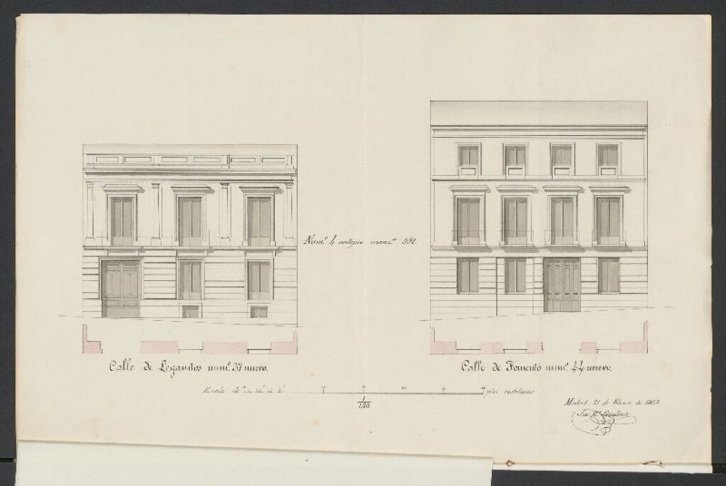 Miniatura de D. Manuel Salvador López, en solicitud de licencia para construir de nueva planta la casa de su propiedad, sita en la calle de Leganitos nº 37 con accesorias a la de Fomento nº 44.