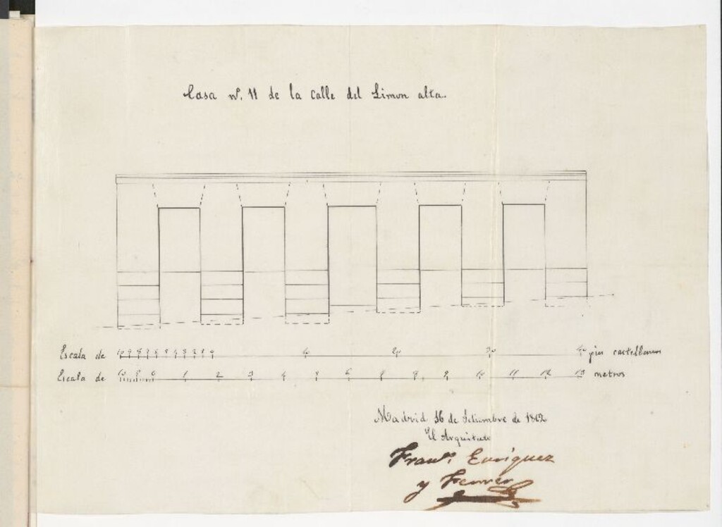 Miniatura de D. Mariano Palacio y Martínez, a nombre de D. Antonio Laserna, dueño de la casa calle de Limón, nº 11 manzana 512, solicitando licencia para  construir la de nueva planta.