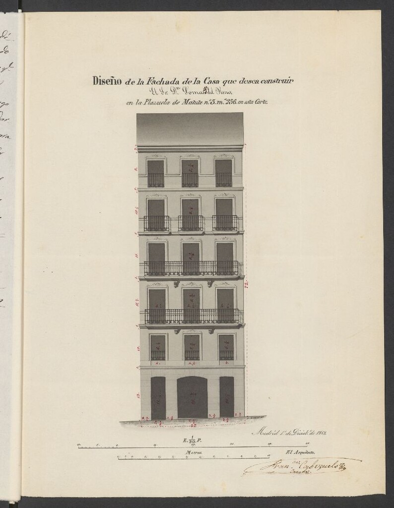 Miniatura de D. Tomás García del Olmo, en solicitud de licencia para construir de nueva planta la casa Plazuela de Matute, nº 3.