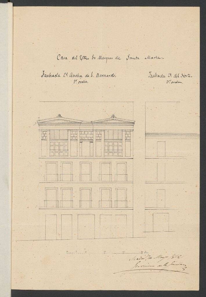 Miniatura de Excmo. Sr. Marqués de Sta. Marta,  para construir de nueva planta en el solar de su propiedad, sito en la calle Ancha de S. Bernardo nº 69, con testero a la del Norte nº 40, manzana 504.