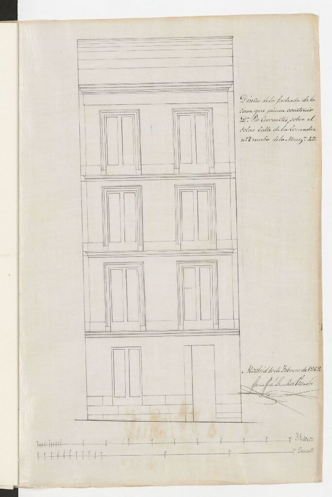 Miniatura de D. Pio Cervantes, dueño de la casa calle de la Comadre, nº 7 nuevo, en solicitud de licencia para reedificarla.