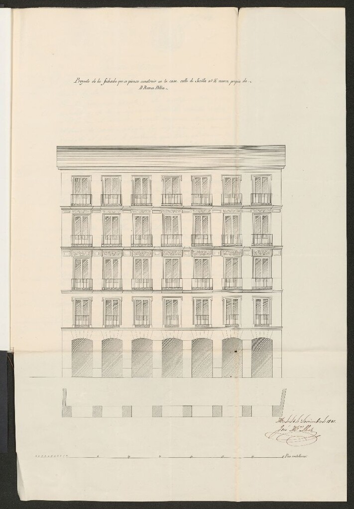 Miniatura de D. Ramón Pellico, en solicitud de licencia para construir de nueva planta la casa de su propiedad, sita en la calle de Sevilla nº 16, manzana 267.