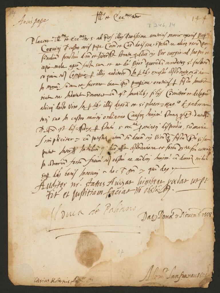Miniatura de Documento escrito por Marc Antonio Colonna, duque de Paliano