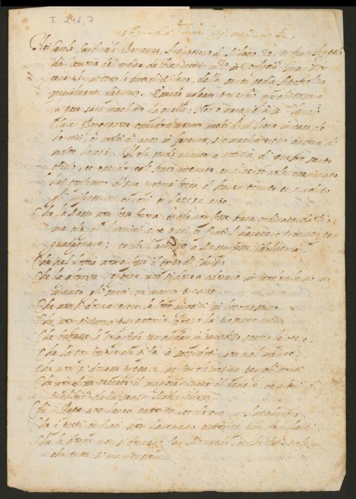 Miniatura de Sentencia escrita por el Cardenal Borromeo, Arzobispo de Milán, con ocasión de la absolución de un herético