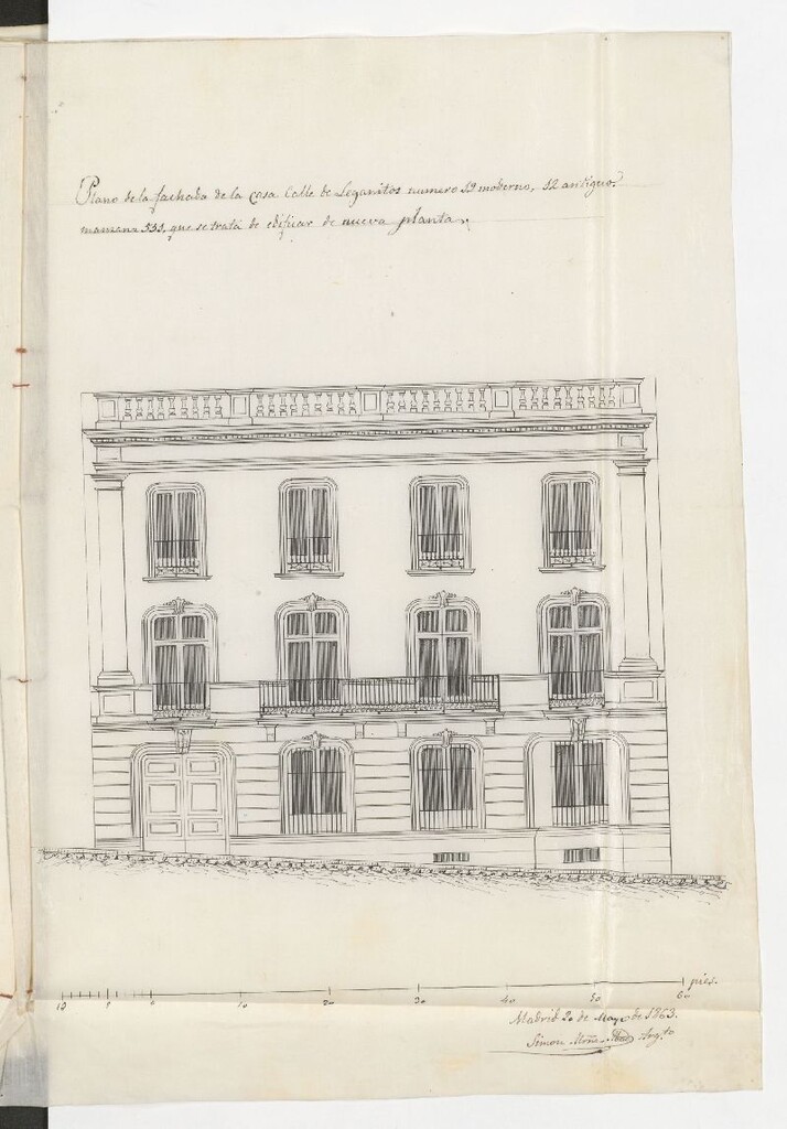 Miniatura de D. Luis Hurtado de Záldivar, Marqués de Villavieja, para construir de nueva planta la casa de su propiedad, sita en la calle de Leganitos nº 19 moderno, de la manzana 551.