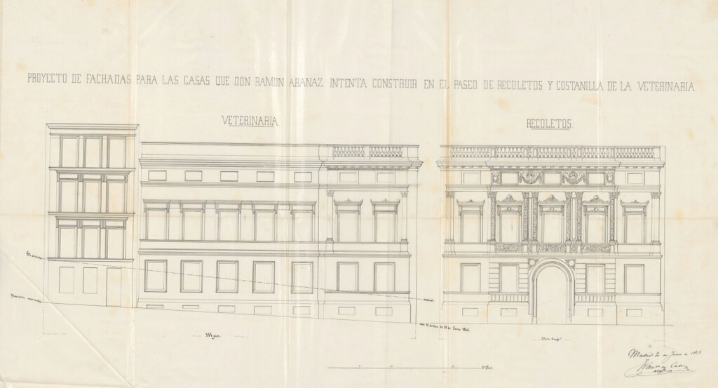 Miniatura de D. Ramón Aranaz, dueño de la casa solar, sita en el Pº de Recoletos, con  vuelta a la Costanilla de la Veterinaria, del terreno que correspondió a las Salesas, manzana 280, para construir de nueva planta.