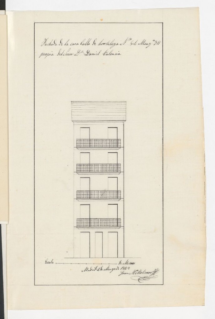Miniatura de D. Daniel Valencia, en solicitud de licencia para reedificar su casa calle de Hortaleza nº 64, manzana 311.