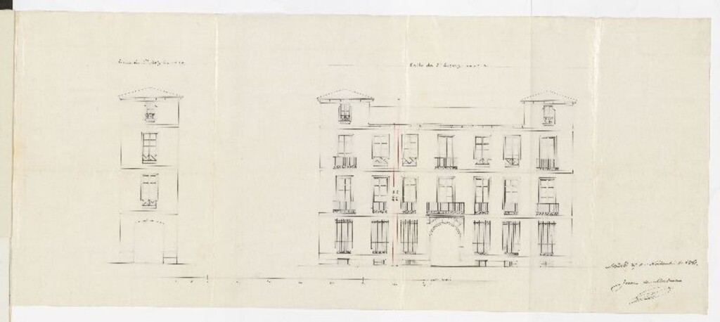 Miniatura de Excmo. Sr. Marqués de Villamagna, en solicitud de licencia para construir de nueva planta en el solar de su propiedad sito en la calle de S. Lorenzo nº 10, con vuelta a la calle de Sta. Brígida nº 27, manzana 333.