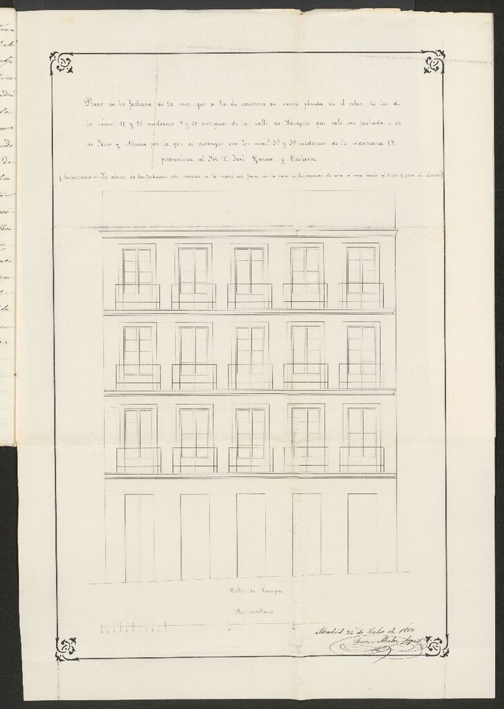 Miniatura de D. José García y Cachena, en solicitud de licencia para construir de nueva planta su casa sita en la calle Lavapies nº 24 y 26, con vuelta a la de Jesús y María nºs, 37, 39.