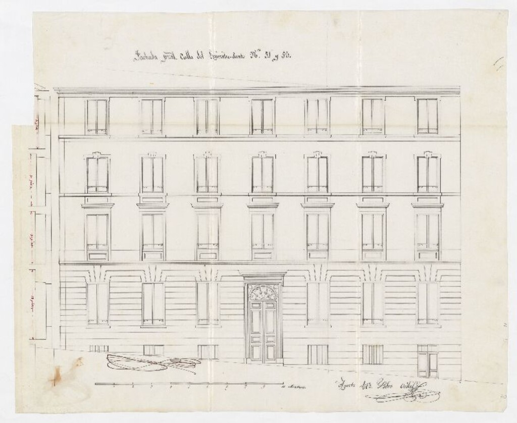 Miniatura de D. José María Buenavida, Apoderado del Sr. Marqués de Guadavalcazar, para construir de nueva planta las casas sitas en la calle de la Cruz del Espíritu Santo nºs 51, 53, con vuelta a la de Pozas nº 19, manzana 491.