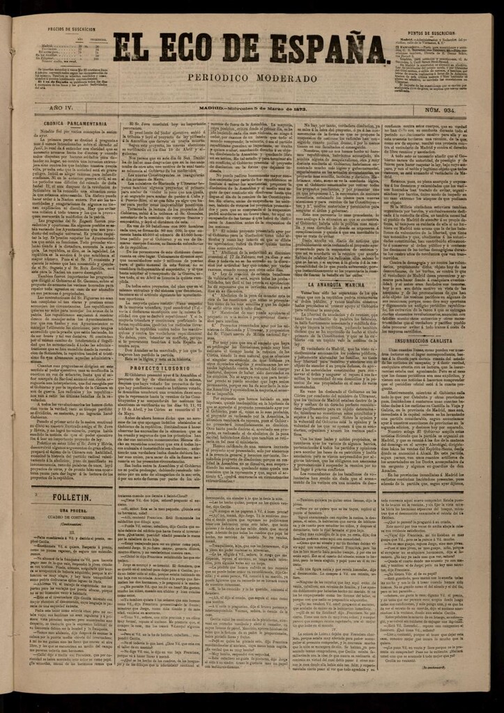 Miniatura de El Eco de España del 5 de marzo de 1873