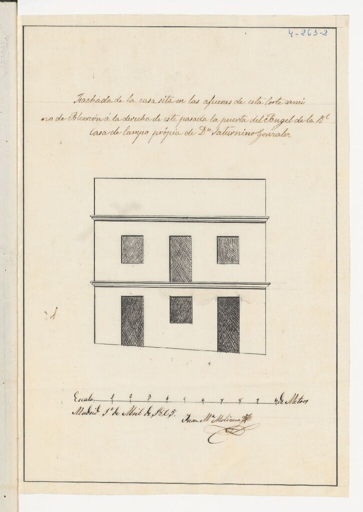 Miniatura de D. Felipe Álvarez, dueño de un terreno situado a la derecha de la Carretera de Extremadura, contiguo a las tapias de la Real Casa de Campo, para construir una pequeña casa, y cercar el resto de otro terreno.