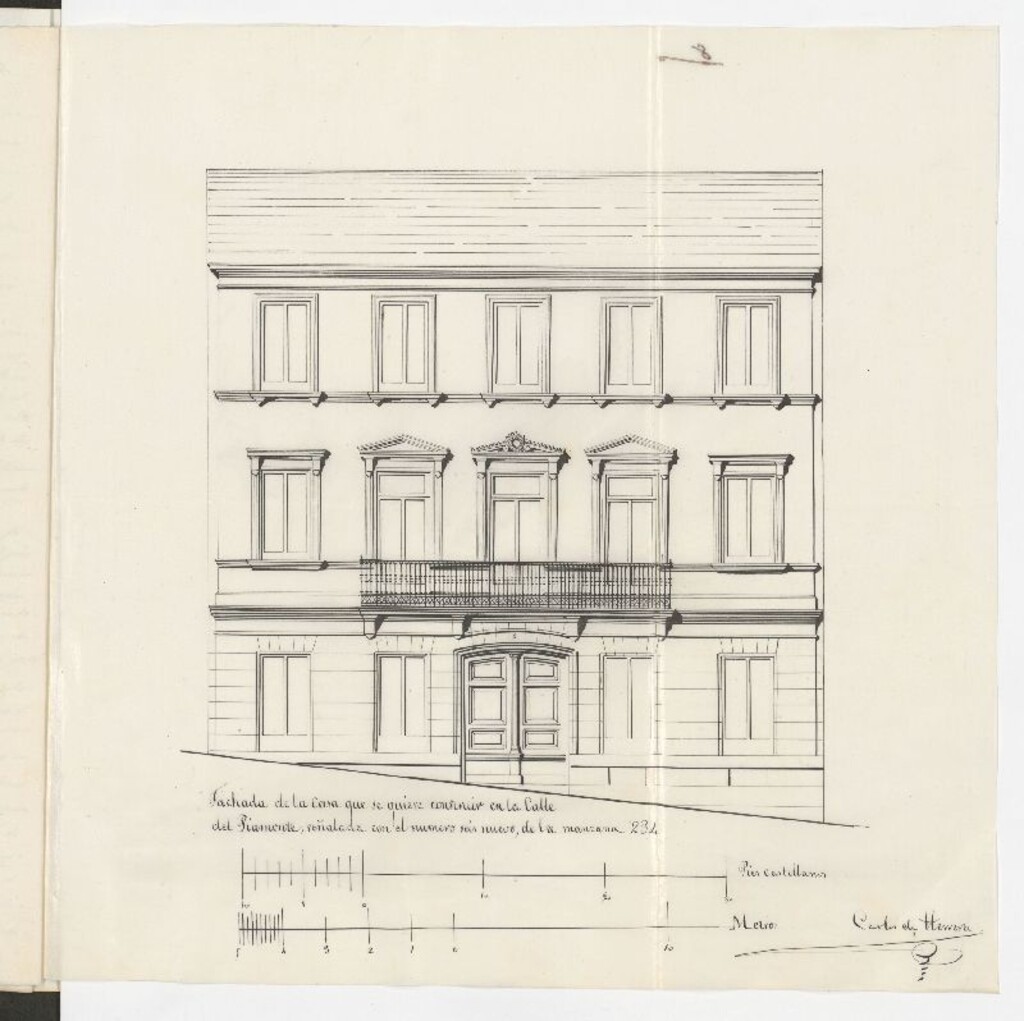 Miniatura de D. Luis López Donato, para construir de nueva planta la casa de su propiedad, sita en la calle del Piamonte, nº 6 moderno, manzana 284.