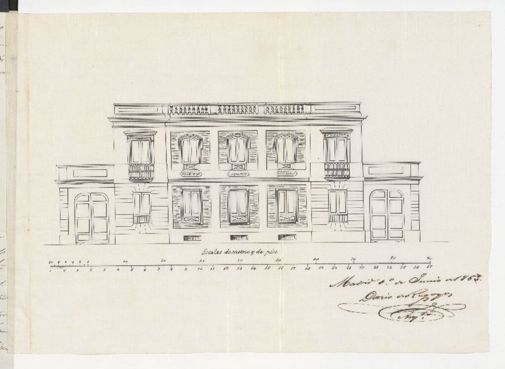 Miniatura de D. José Díaz Ajero, dueño de un terreno en la calle del Rey Francisco, manzana  12 del Barrio de Argüelles en la montaña del Príncipe Pio , para edificar en él, una casa entre medianías, con solo una fachada.