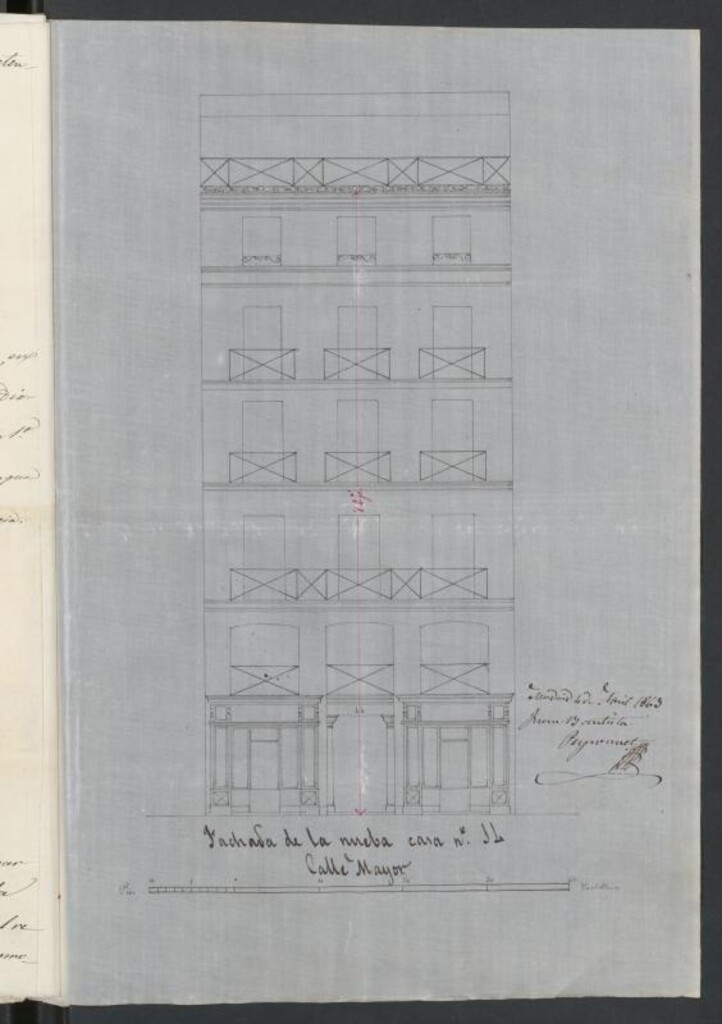 Miniatura de D. Marcelino García conde, a nombre de la Excma. Sra. Duquesa de Castro-Eurriguez, dueña de la casa nº 14 calle Mayor, para construirla de nueva planta.