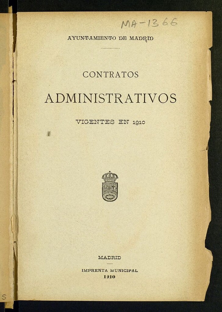 Miniatura de Resumen de contratos de suministros y servicios al Excelentísimo Ayuntamiento vigentes en el año 1910