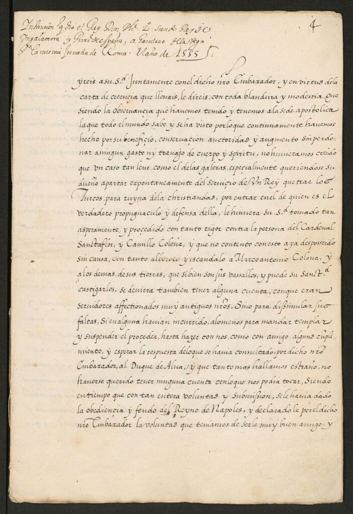 Miniatura de La instruction que Vuestra Magestad da a Garcilasso de la Vega para el viage de Roma, a donde le embia