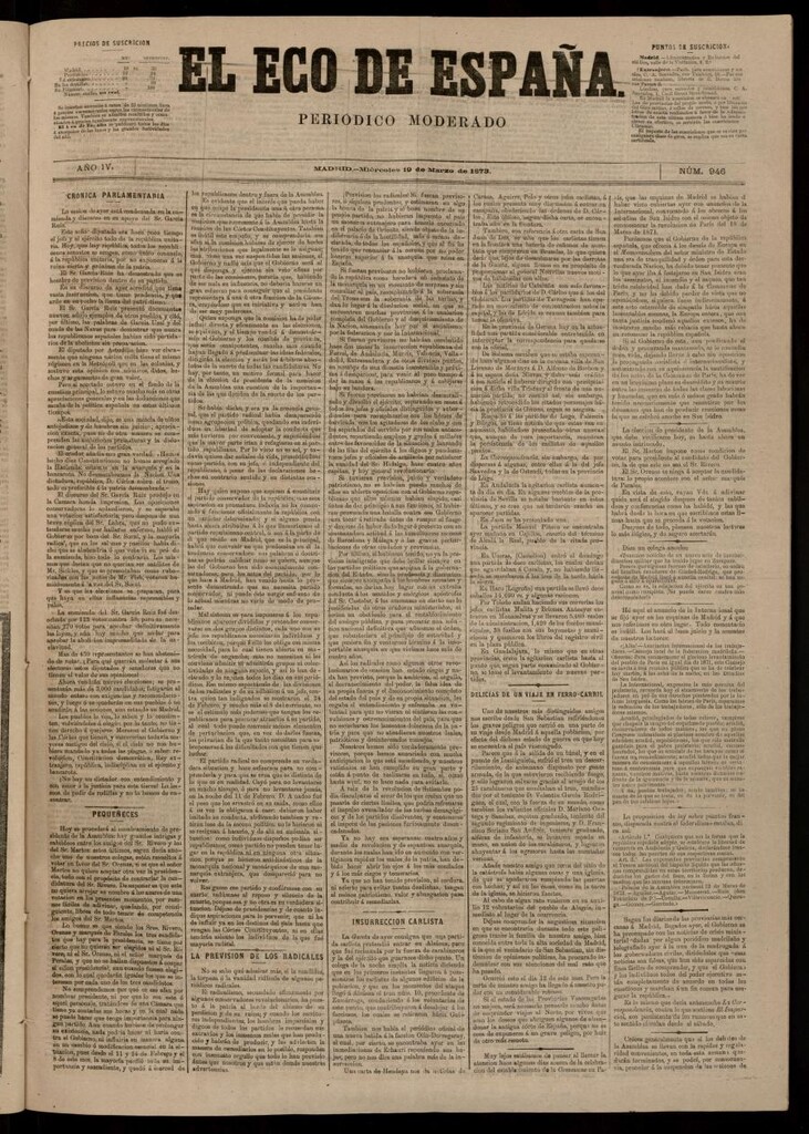 Miniatura de El Eco de España del 19 de marzo de 1873