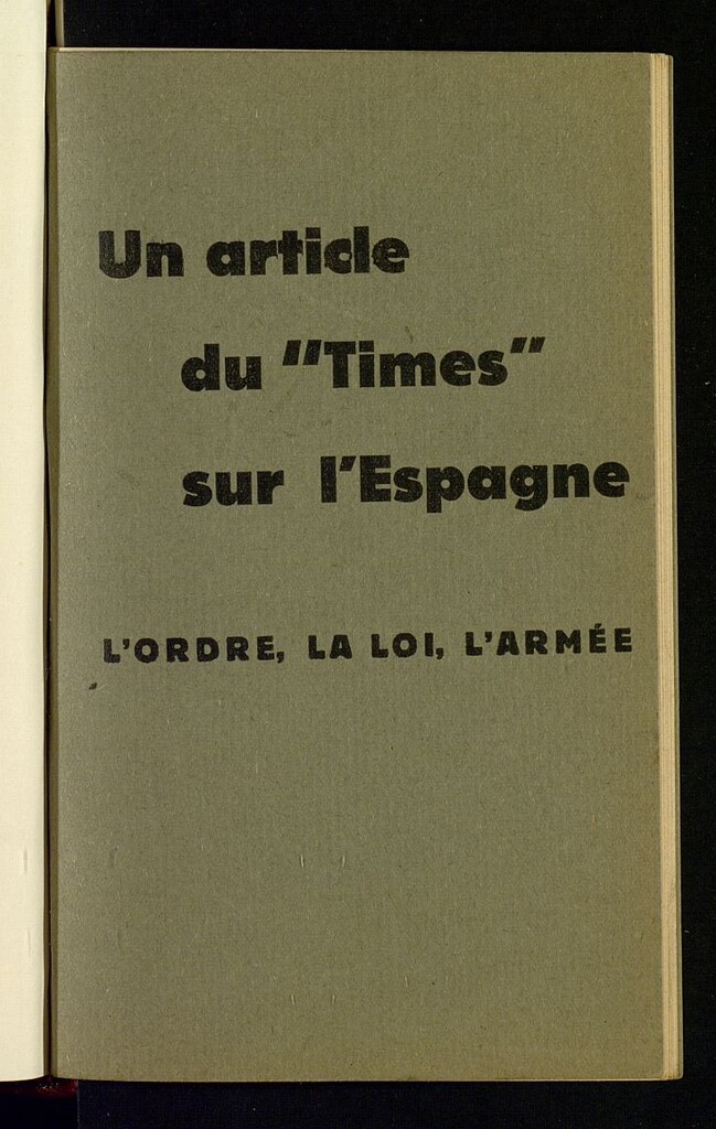 Miniatura de L`Ordre, la Loi, L`Armèe :un ordre nouveau a Valence. Les elements moderes gagnet du terrain L`Armee du Peuble. Un article du "Times sur l`Espagne #1