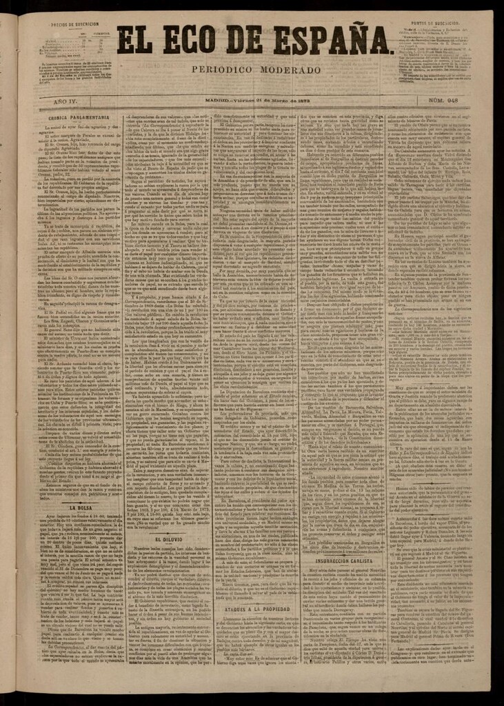 Miniatura de El Eco de España del 21 de marzo de 1873