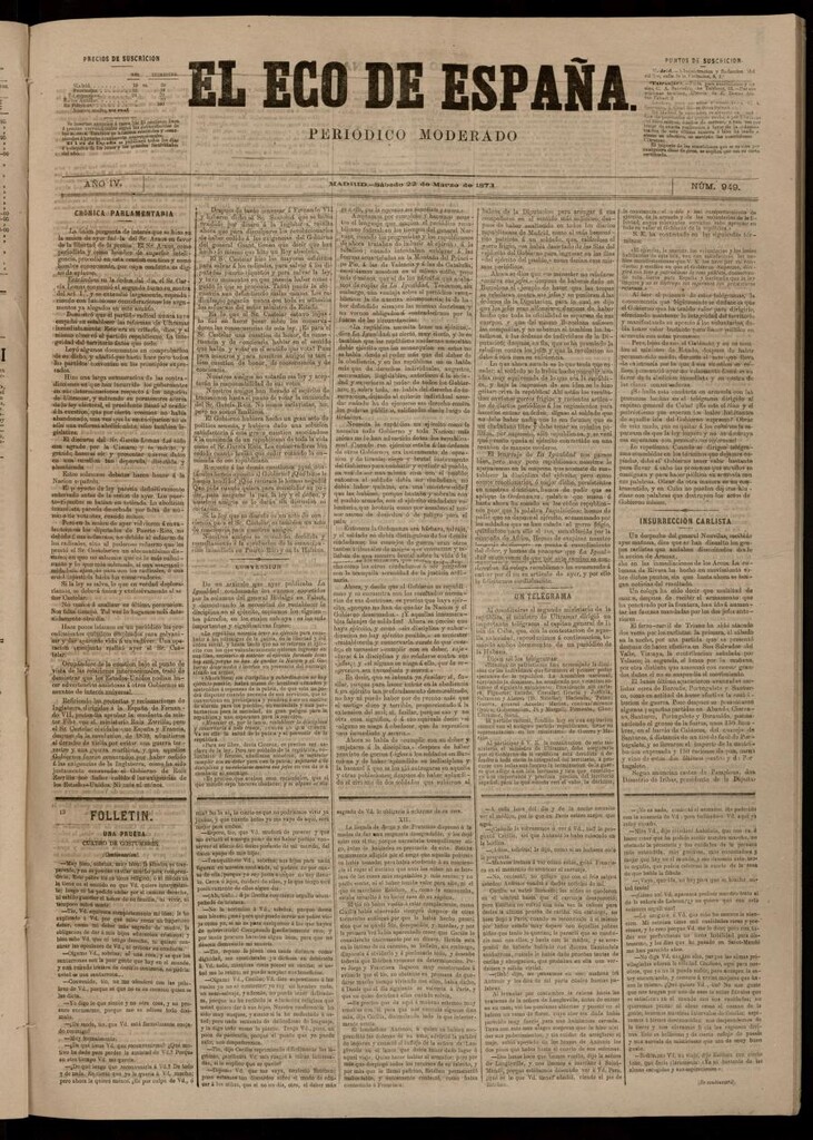 Miniatura de El Eco de España del 22 de marzo de 1873