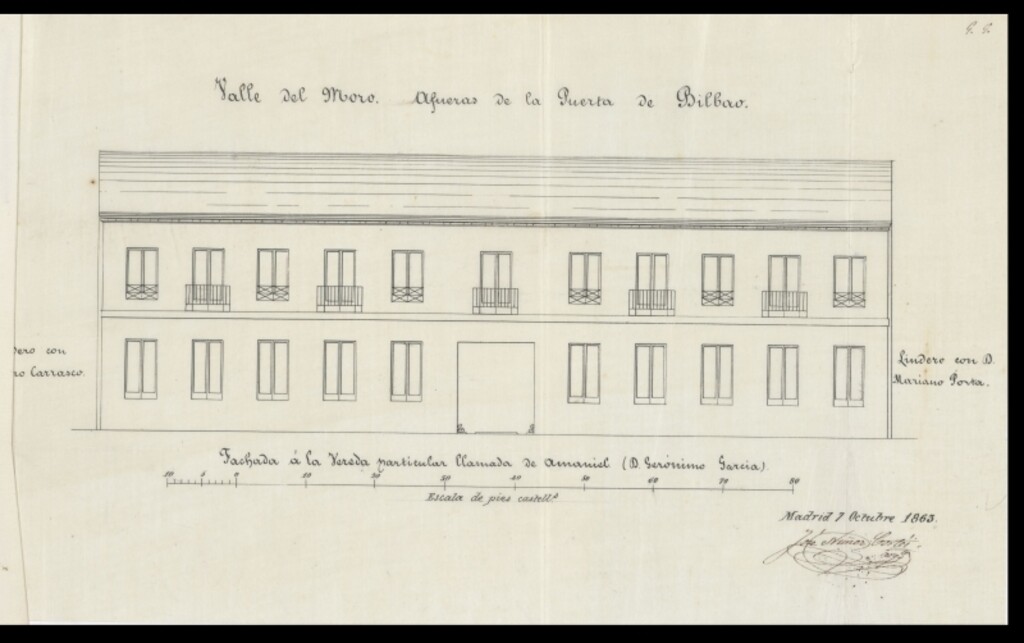 Miniatura de D. Gerónimo García, en solicitud de licencia para construir un edifico en terreno de su propiedad Valle del Moro.