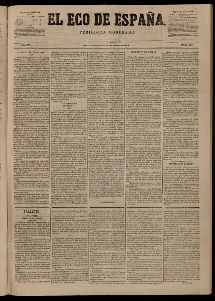 Miniatura de El Eco de España del 23 de marzo de 1873