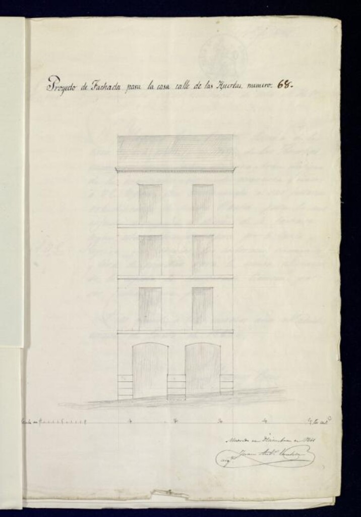 Miniatura de D. Ildefonso Pérez Benito, en solicitud de licencia para construir la casa sita en la calle de las Huertas, nº 68, manzana 245