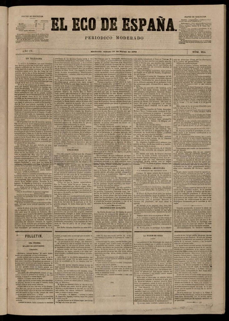 Miniatura de El Eco de España del 29 de marzo de 1873