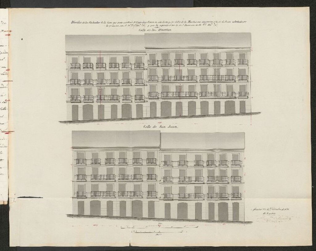 Miniatura de D. Victoriano Usera, para construir de nueva planta su casa calle de s. Juan nº 61, con accesorias a la de las Huertas, nºs 82 y 84 modernos. (1862)