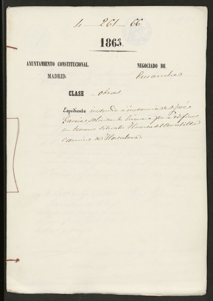 Miniatura de D. Juan Sala y Sivilla, en solicitud  de licencia para cercar un terreno con  una tapia provisional en las manzanas 131, 143 y 144.