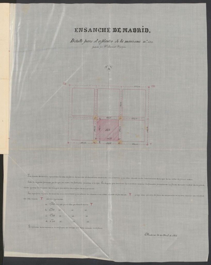 Miniatura de D. Pascual Irigoyen. solicitando detalles para separar las manzanas 142,143, 154 y 155.