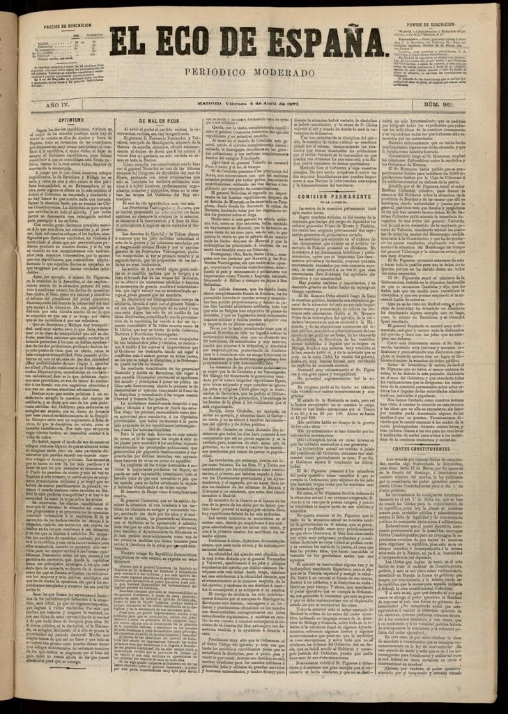 Miniatura de El Eco de España del 4 de abril de 1873
