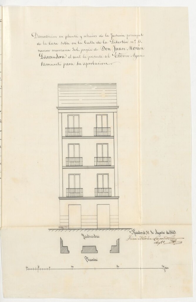 Miniatura de D. Juan Morán Lavandera, para construir de nueva planta su casa sita en l a calle de la Libertad nº 11 nuevo, de la manzana 306.