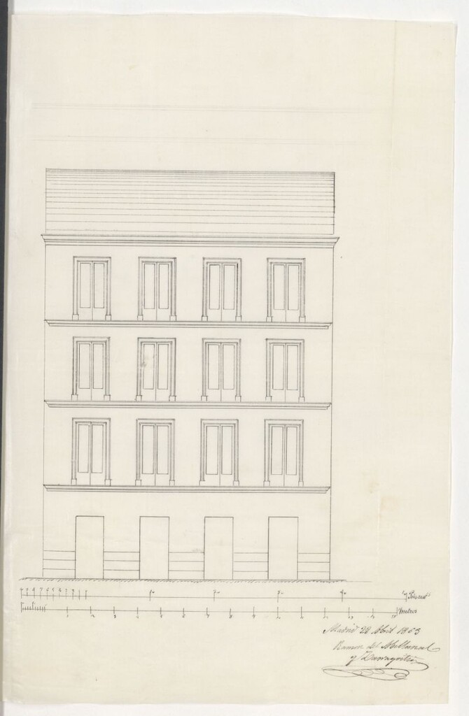Miniatura de D. María de la Purificación Corrales, para construir de nueva planta, la casa de su propiedad, sita en la calle de la Paloma nº 26 y 28 modernos, manzana 112.