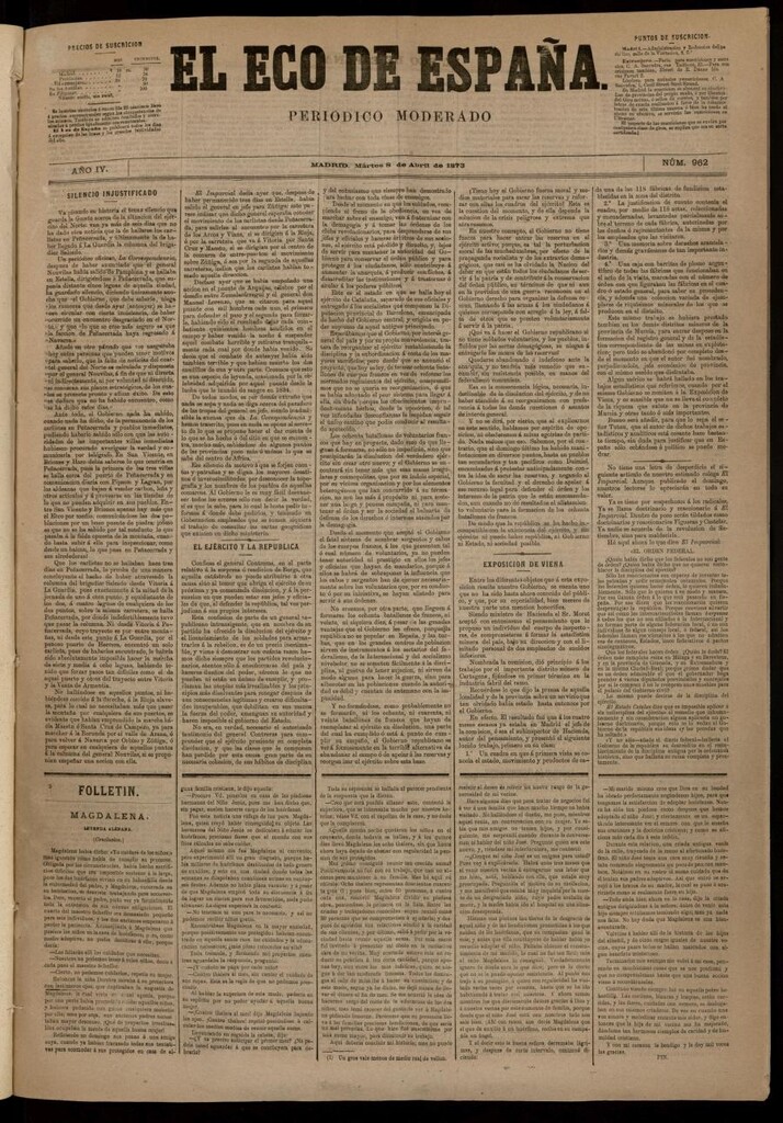 Miniatura de El Eco de España del 8 de abril de 1873