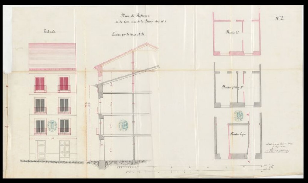 Miniatura de D. Antonino Sáez, dueño de la casa de su propiedad, sita en la calle de la Palma Alta, nº 3 moderno, 27 antiguo, manzana 453, para levantar un piso 3º y mejorar su aspecto exterior e interior.