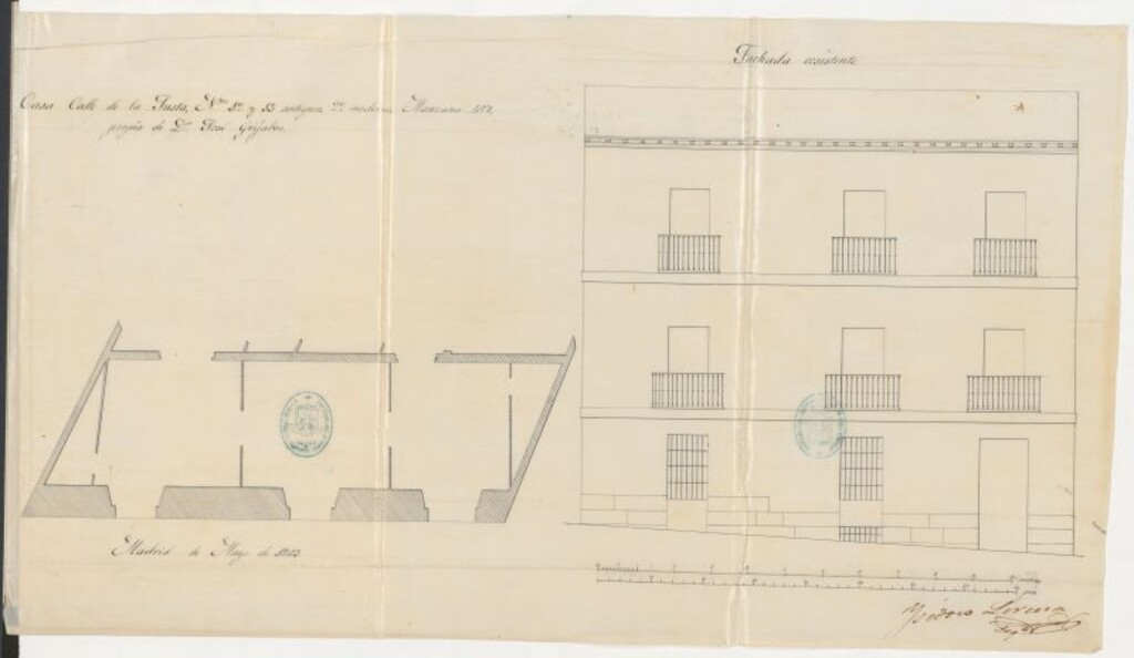 Miniatura de D. José Grijalvo, para levantar un 3er piso sobre los dos que actualmente tiene su casa calle de la Justa, nº 22 moderno de la manzana 457.