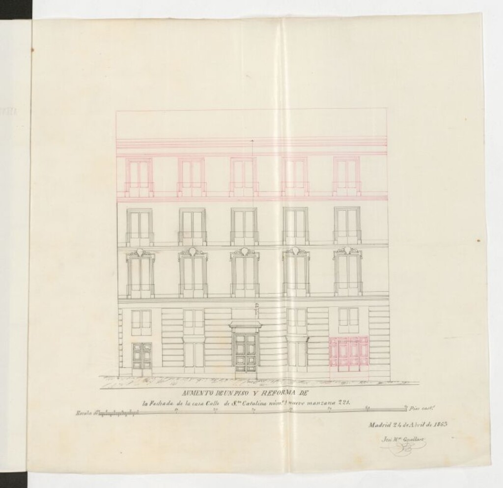 Miniatura de D. Ángel Rodríguez, para levantar un piso 3º en su casa sita en la calle de Sta. Catalina nº 1 nuevo, primer portal de la manzana 221.