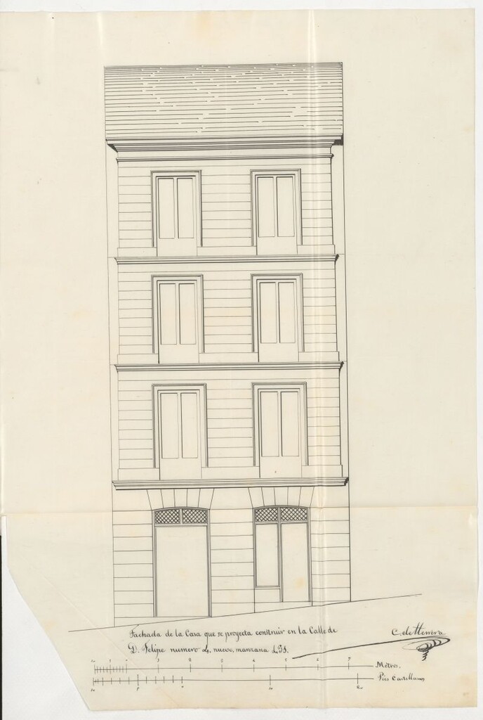 Miniatura de D. Francisco María de Cortázar, y D. Manuel Pérez, para construir de nueva planta, la casa de su propiedad, sita en la calle de D. Felipe, n º 4 moderno, de la manzana 491.
