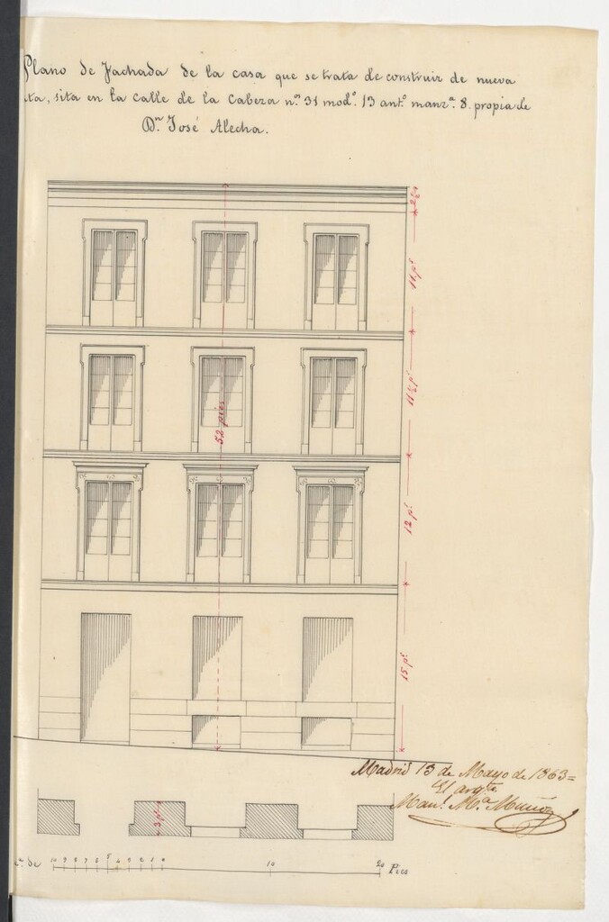 Miniatura de D. José Alecha, para construir de nueva planta su casa calle de la Cabeza, nº 31 moderno, manzana 8.
