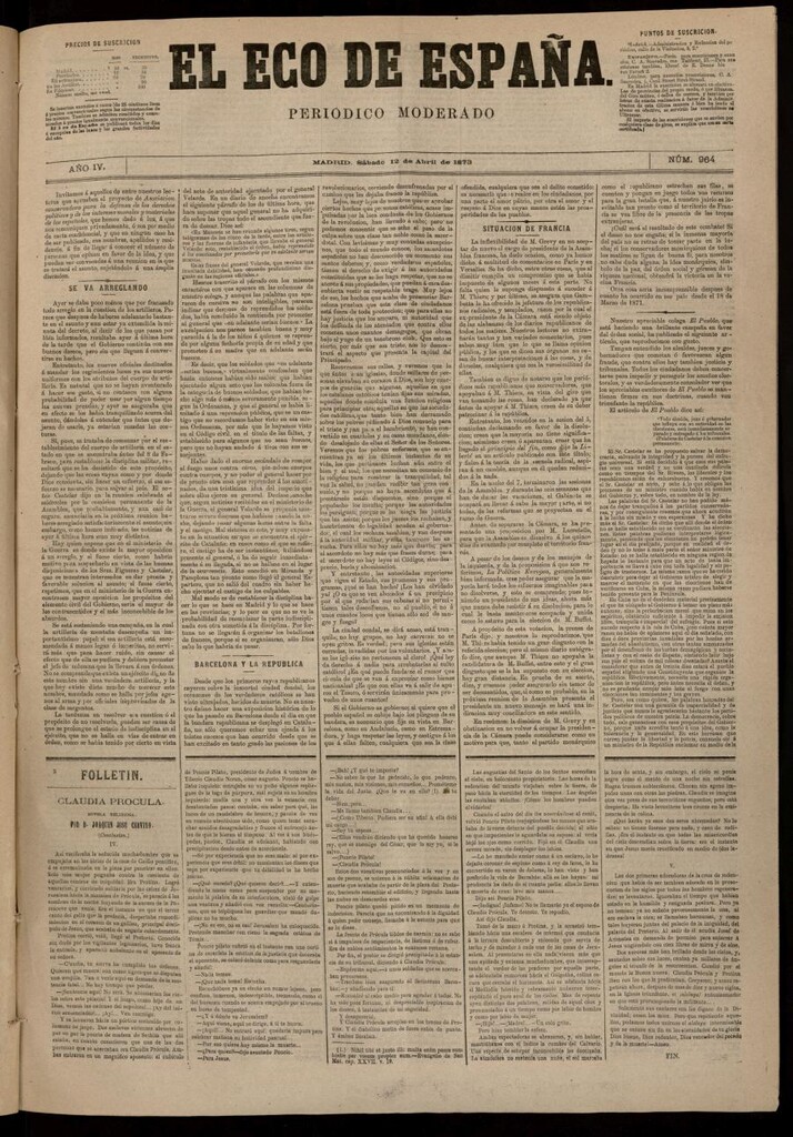 Miniatura de El Eco de España del 12 de abril de 1873