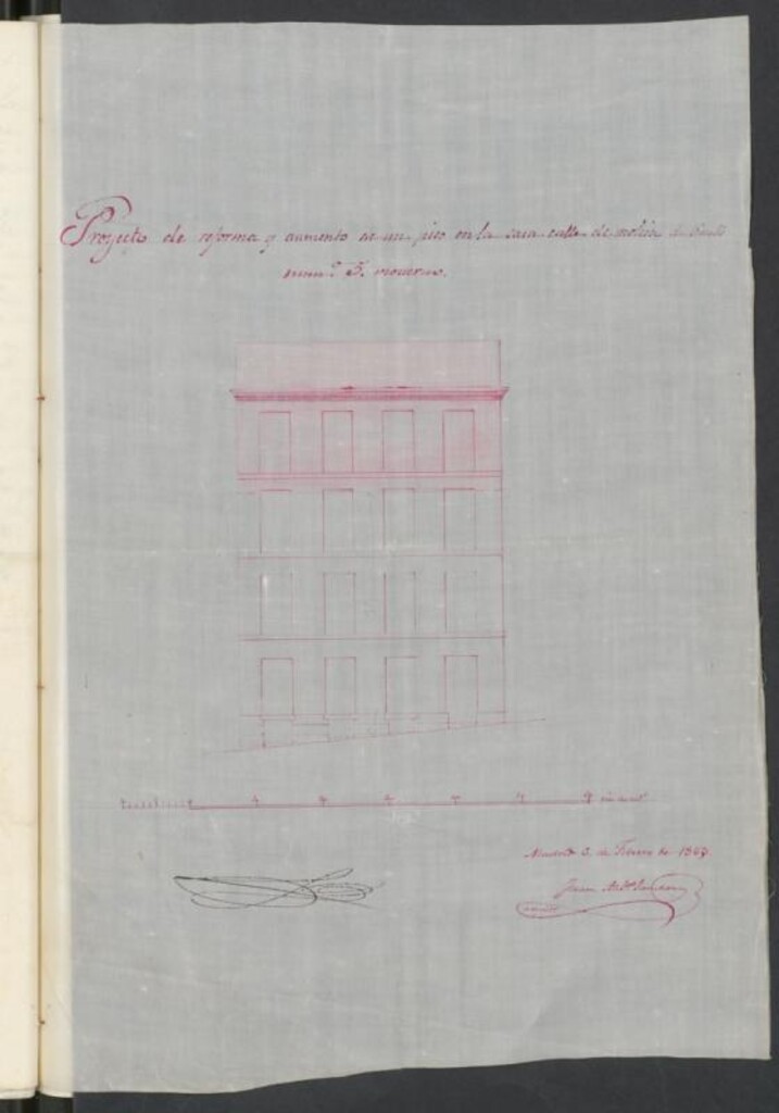 Miniatura de D. Santiago Cabin, dueño de la casa calle del Molino del Viento, nº 5, para aumentar la altura del piso 2º y construir un 3º.