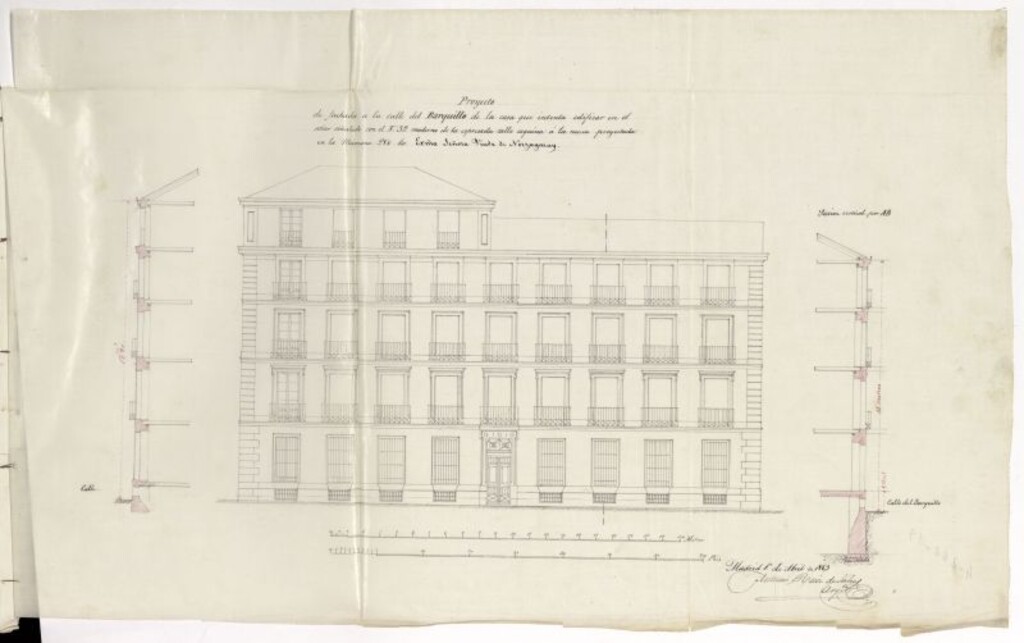 Miniatura de D. Nicolás Álvarez, en concepto de Administrador de la casa y solar, sitos en la calle del Barquillo, nºs 30 y 32 modernos, con vuelta a la calle de S. Lucas nº 17, y de S. Tomé nº 17 nuevo, propios de Sr. Dª Concepción Urrejola viuda del Teniente Gral. el Excmo. Sr. D. Fernando de Noragay, para construirlo de nueva planta.